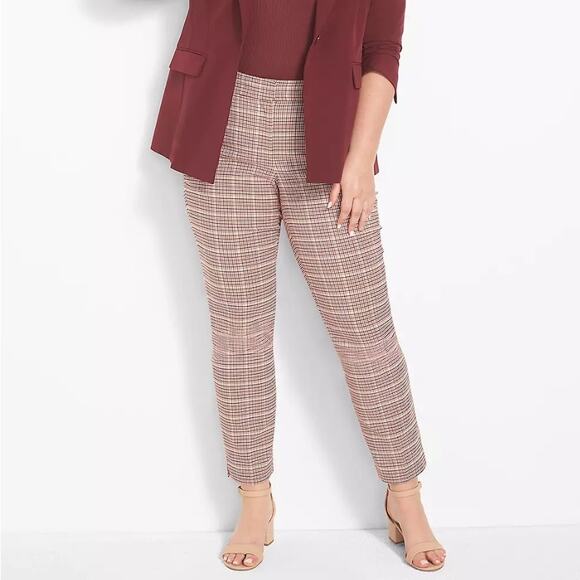 Lane Bryant Pants - Lane Bryant Signature Fit Ankle 4 Season Women's Plaid Check Pants Rusty Red 26